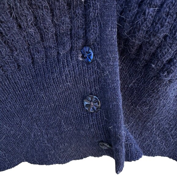 Rodier Paris Vintage Womens Navy Ribbed Knit Cardigan Front Button Closure Vest - Picture 5 of 8